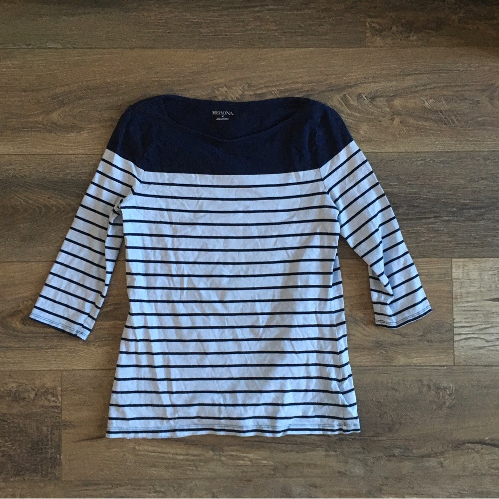 2 Medium Striped Quarter Sleeve Shirts